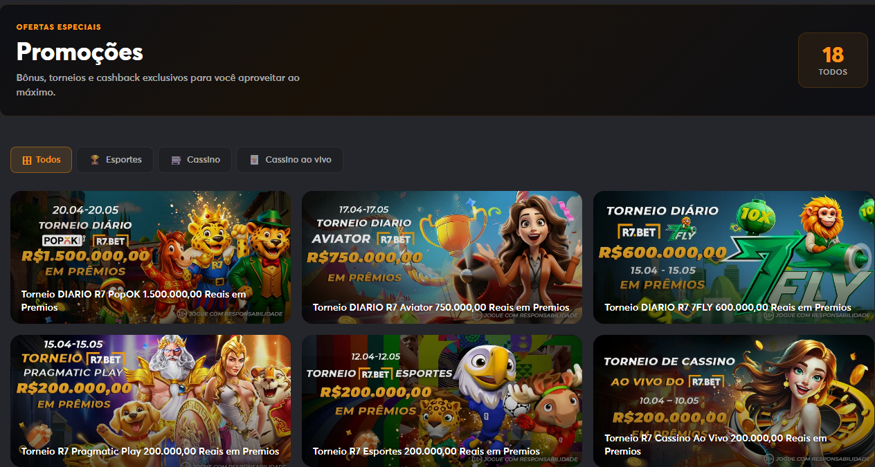 Bônus e promoções R7BET