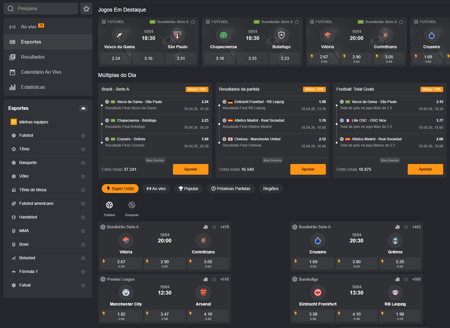 Apostas esportivas e mercados na R7BET